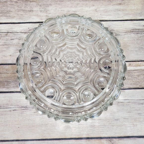 Vtg pressed glass spiderweb bowl - Picture 3 of 11